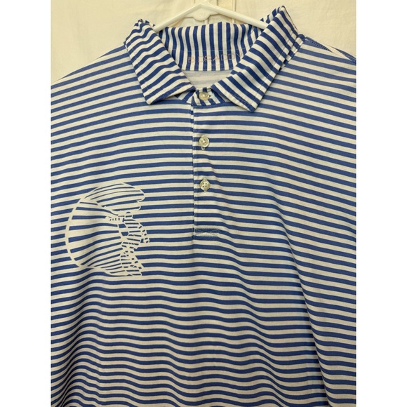 Other - B Draddy Blue White Striped Nautilus Pattern Cotton Golf Polo Medium Shortsleeve